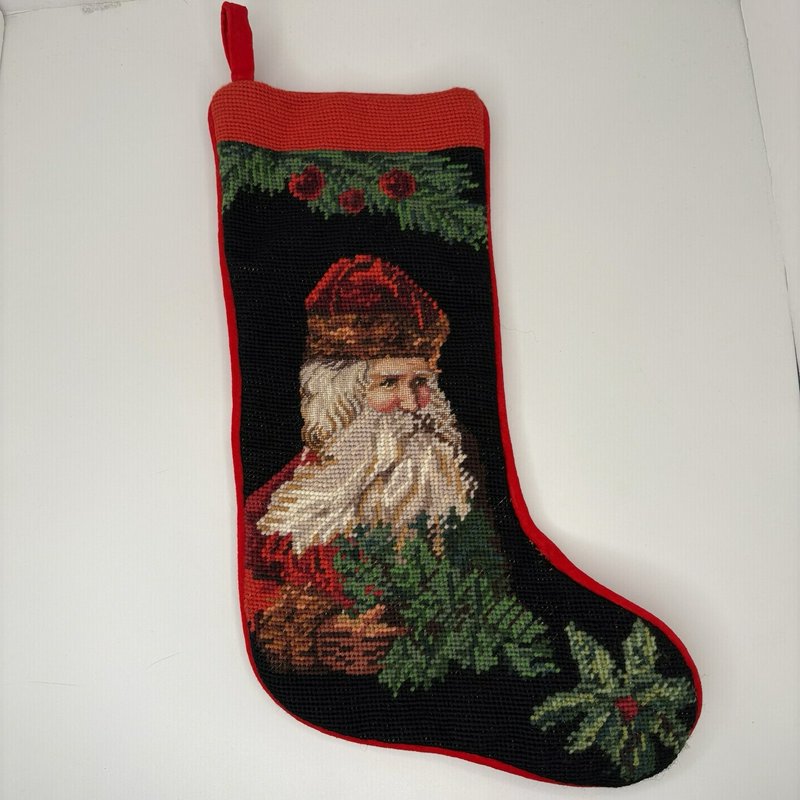 Old World Santa Needlepoint Stocking 16” Tapestry Traditions Peking Handicraft