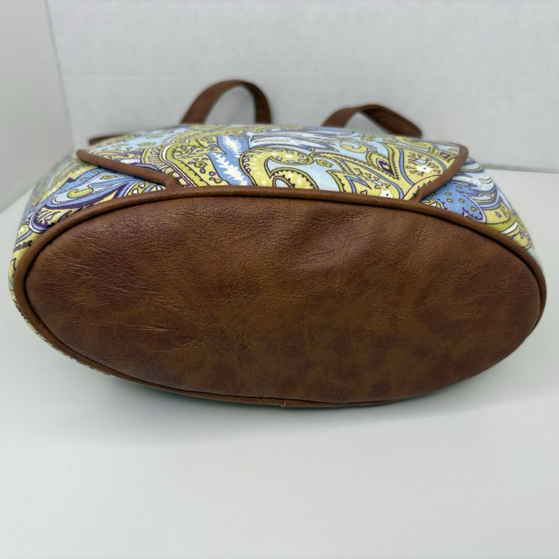 Longaberger Homestead Blue Green Paisley Shoulder Bag Purse Tote & Lipstick Case