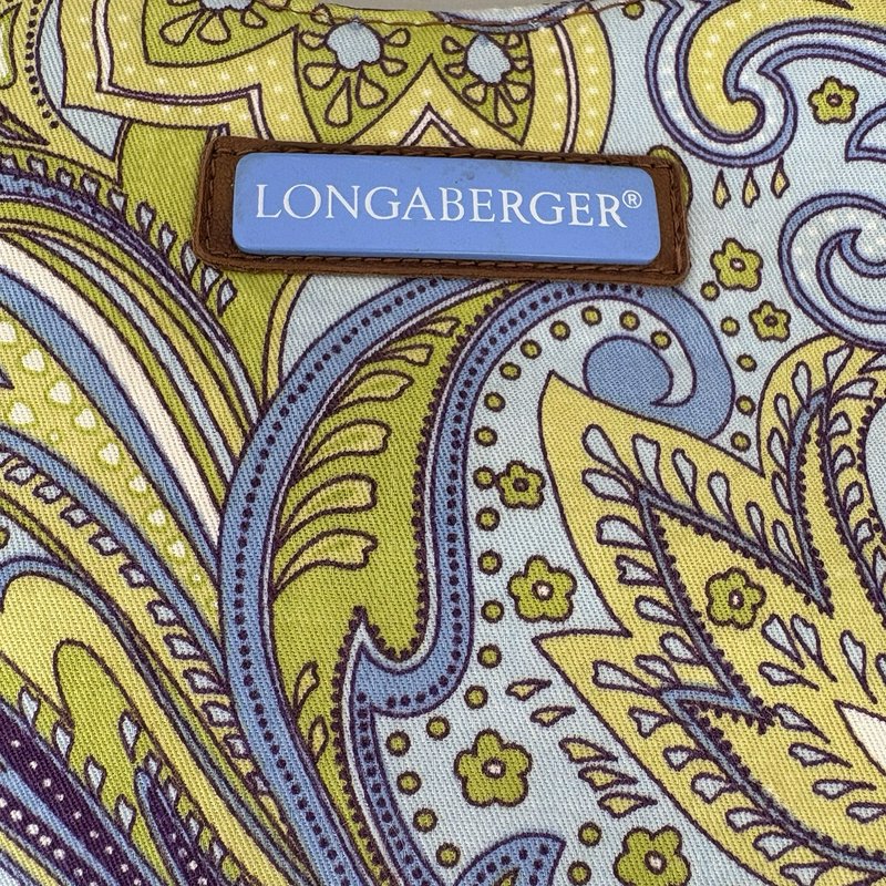 Longaberger Homestead Blue Green Paisley Shoulder Bag Purse Tote & Lipstick Case