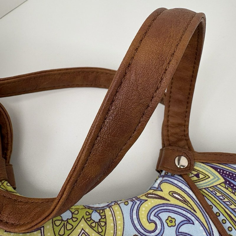 Longaberger Homestead Blue Green Paisley Shoulder Bag Purse Tote & Lipstick Case