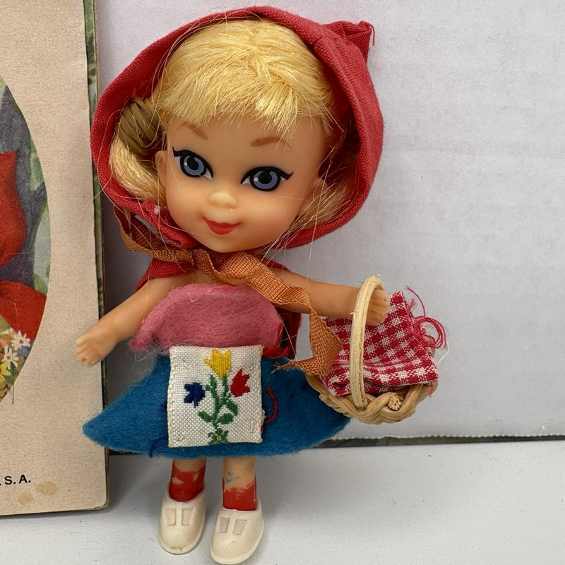 1966 Mattel Storybook Kiddles Liddle Red Riding Hiddle Doll Wolf & Book