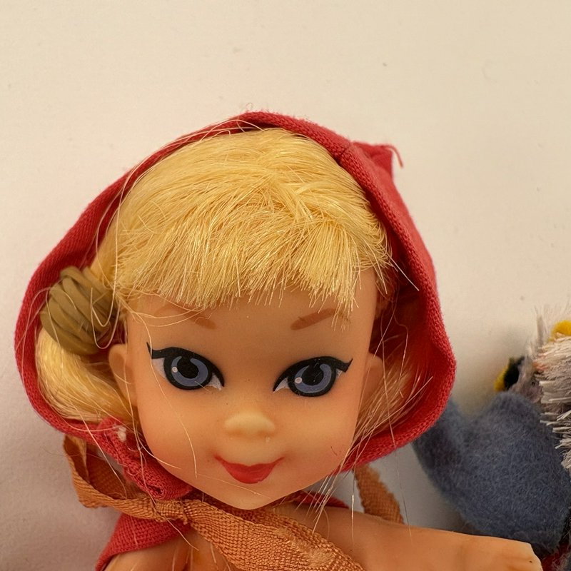 1966 Mattel Storybook Kiddles Liddle Red Riding Hiddle Doll Wolf & Book