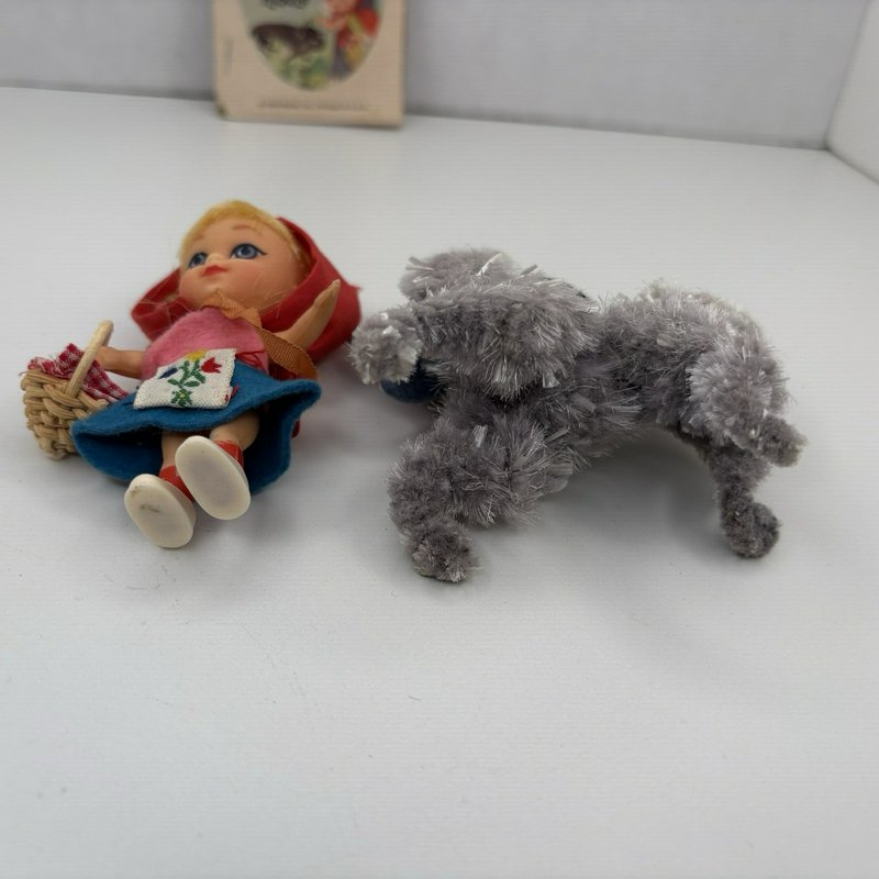 1966 Mattel Storybook Kiddles Liddle Red Riding Hiddle Doll Wolf & Book