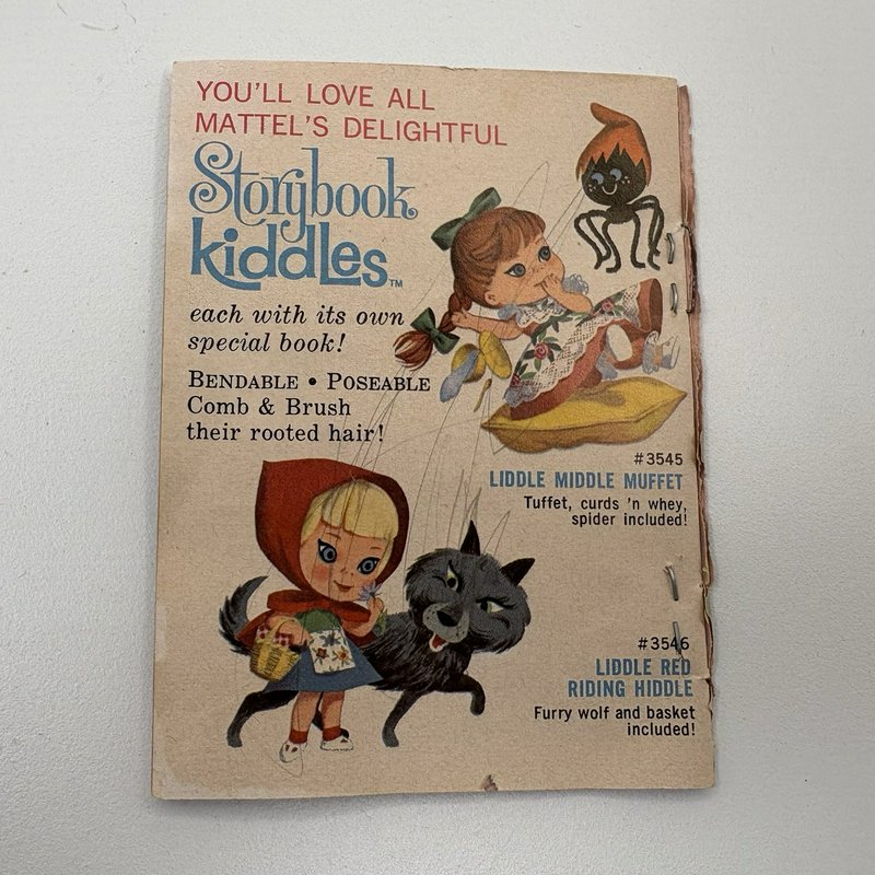 1966 Mattel Storybook Kiddles Liddle Red Riding Hiddle Doll Wolf & Book