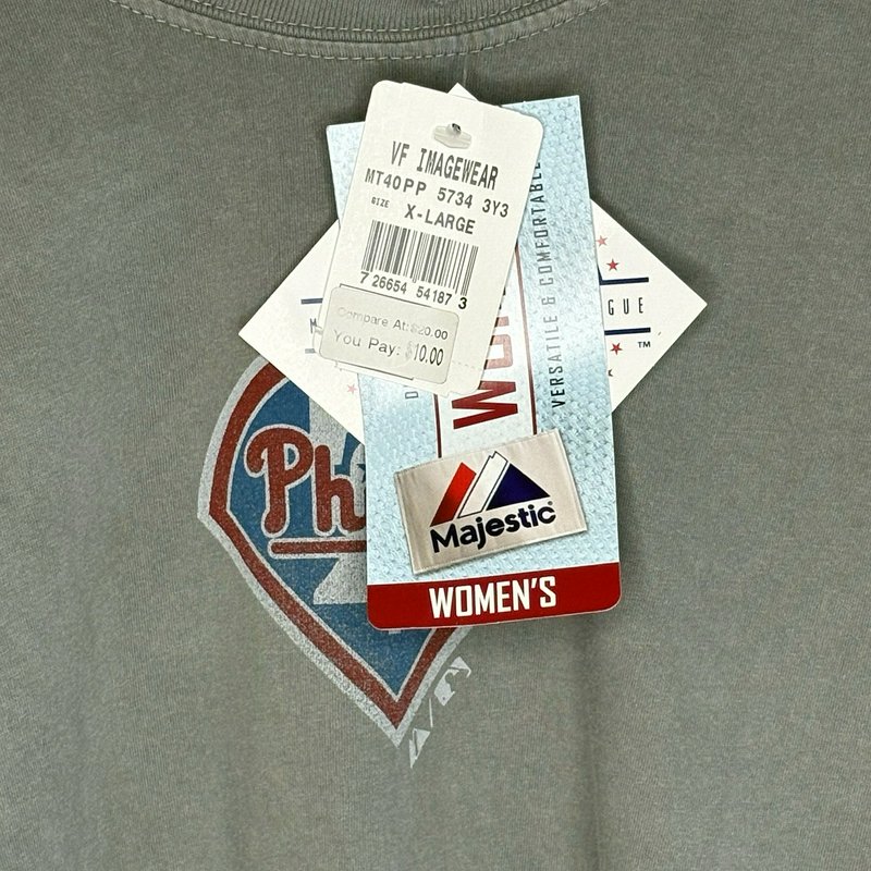 Majestic Women’s Philadelphia Phillies Gray Short Sleeve T-Shirt Size XL NWT