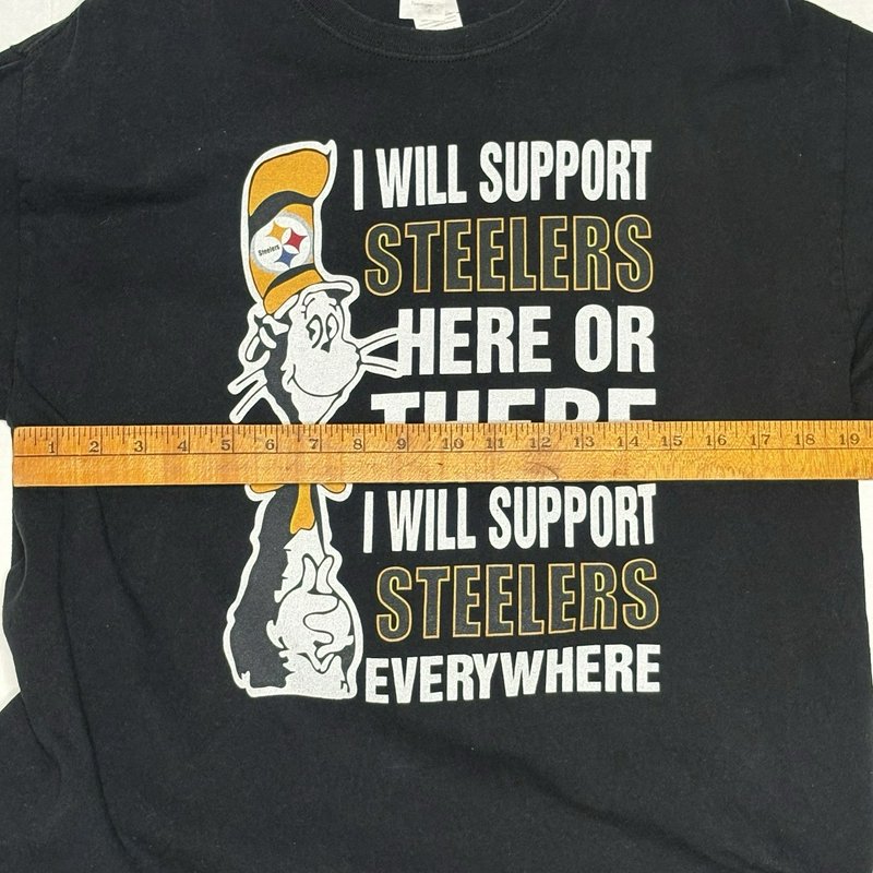 Pittsburgh Steelers Cat in the Hat Dr Seuss Parody T-Shirt Black Large NFL