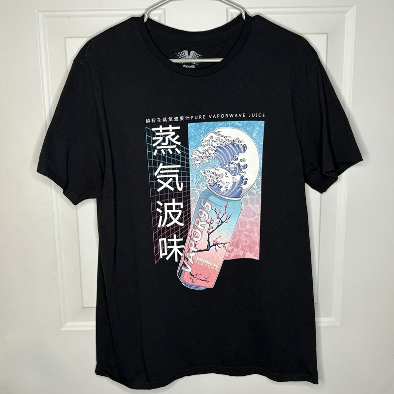Vapor95 Pure Vaporwave Juice T-Shirt Large Great Wave Cherry Blossom Retro