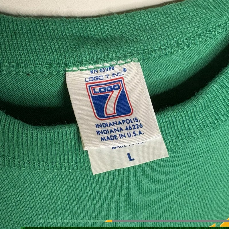 Vintage 1990 Boston Celtics Logo 7 T-Shirt L Green NBA Made USA Single Stitch