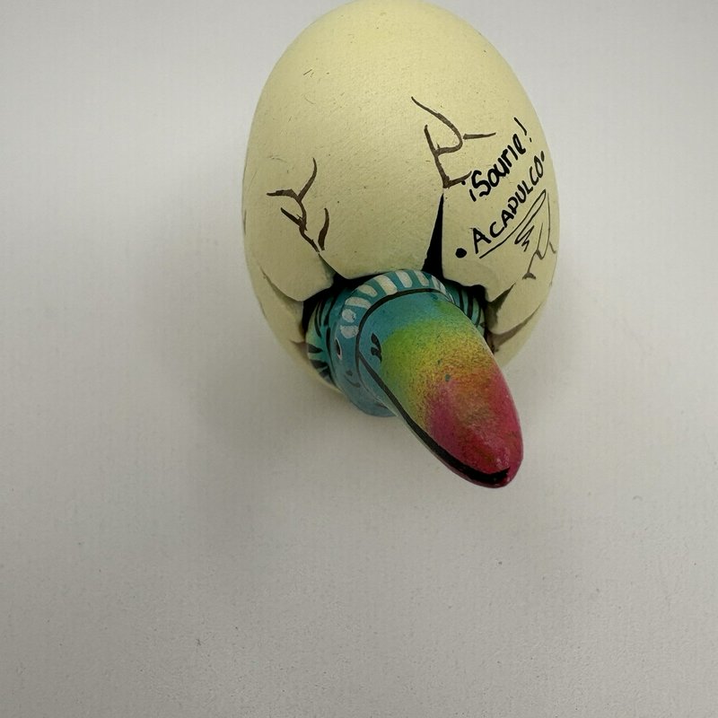 Vintage Toucan in Egg Souvenir Figurine “¡Sourie! Acapulco” Hand Painted Mexico