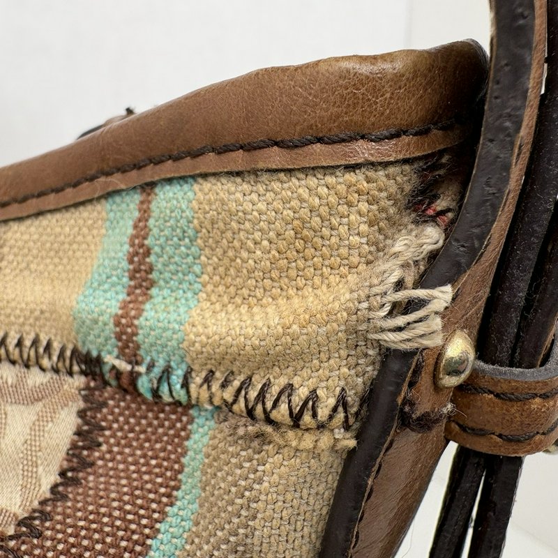 Etienne Aigner Y2K Patchwork Fabric & Leather Hobo Shoulder Bag Multicolor