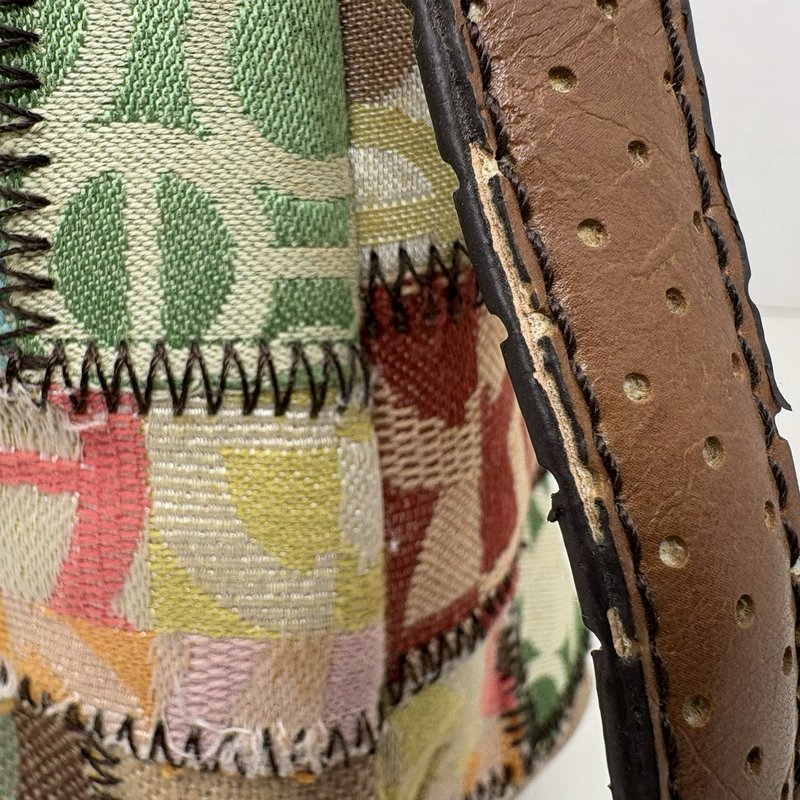 Etienne Aigner Y2K Patchwork Fabric & Leather Hobo Shoulder Bag Multicolor