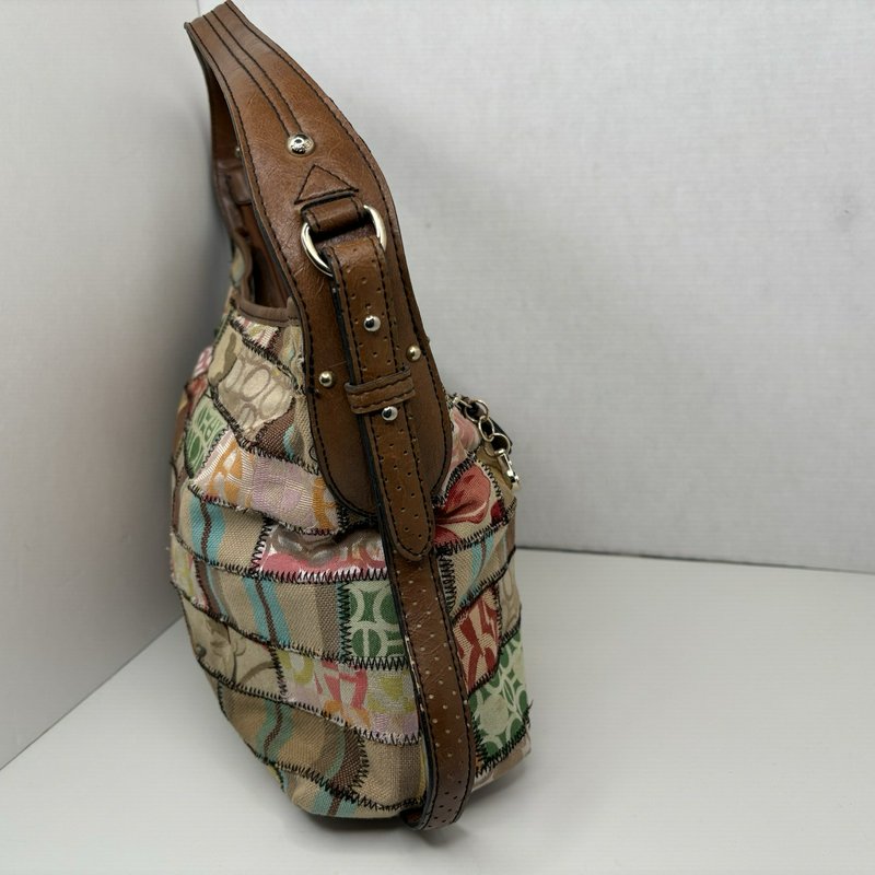 Etienne Aigner Y2K Patchwork Fabric & Leather Hobo Shoulder Bag Multicolor