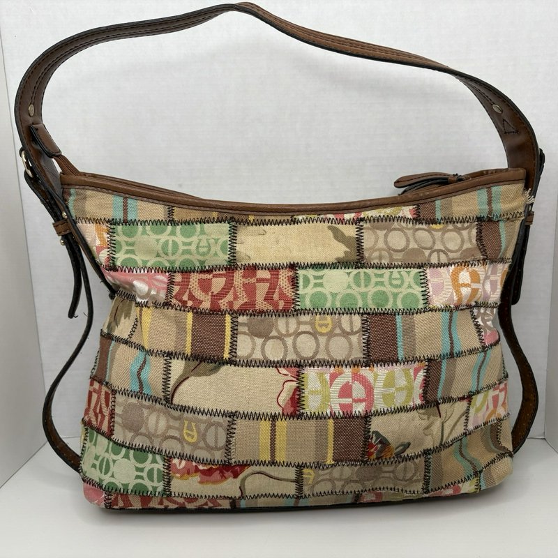 Etienne Aigner Y2K Patchwork Fabric & Leather Hobo Shoulder Bag Multicolor