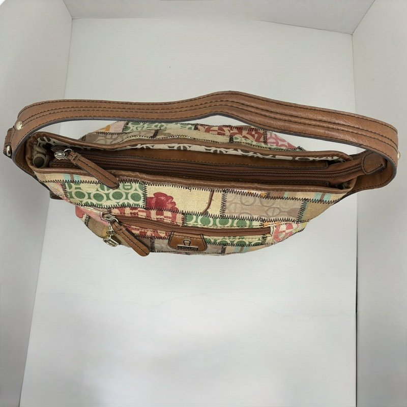 Etienne Aigner Y2K Patchwork Fabric & Leather Hobo Shoulder Bag Multicolor