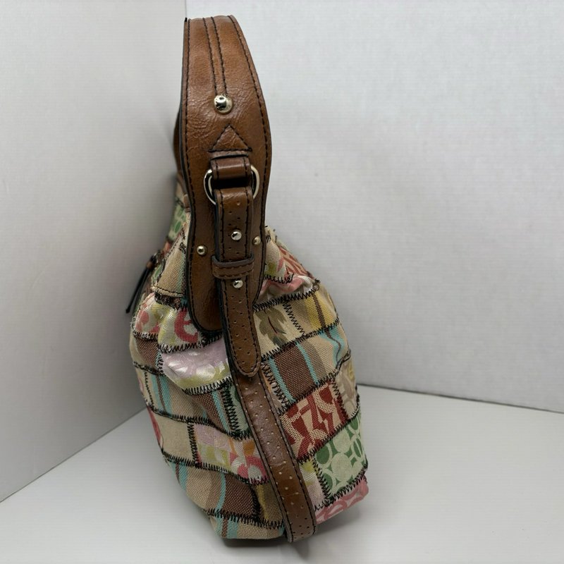 Etienne Aigner Y2K Patchwork Fabric & Leather Hobo Shoulder Bag Multicolor
