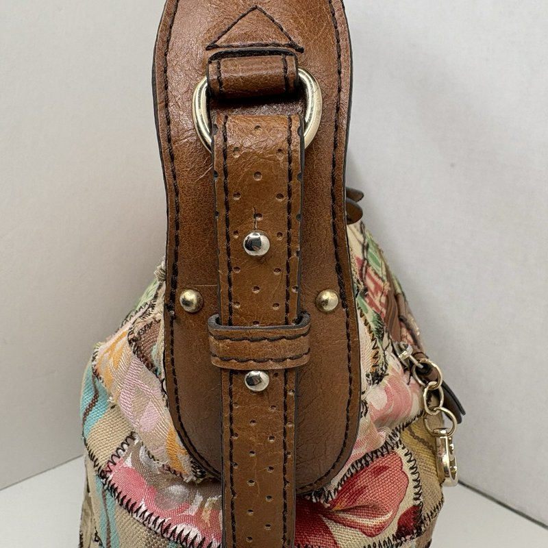 Etienne Aigner Y2K Patchwork Fabric & Leather Hobo Shoulder Bag Multicolor