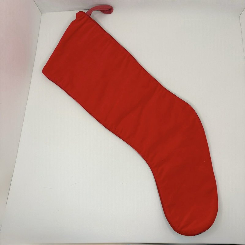 Wool Needlepoint Christmas Stocking Red Poinsettia Velvet Back 20”