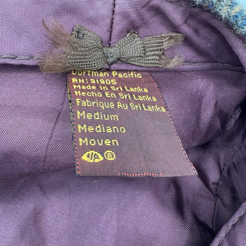 Vintage 90s Dorfman Pacific Wool Tweed Newsboy Cap Brown Plaid Medium 1995