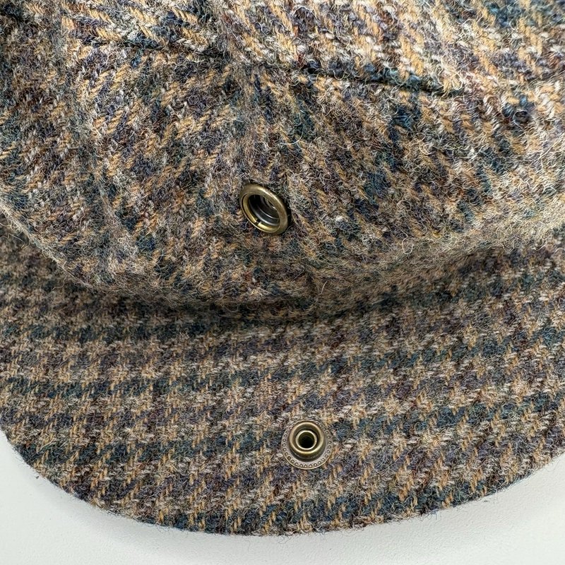Vintage 90s Dorfman Pacific Wool Tweed Newsboy Cap Brown Plaid Medium 1995