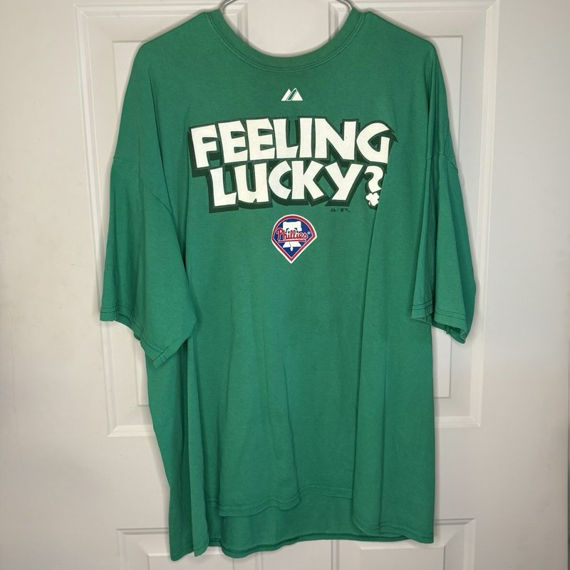 Philadelphia Phillies Feeling Lucky? Green Majestic 2XL St Patrick’s Day T-Shirt