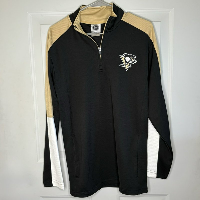 Pittsburgh Penguins Quarter Zip Pullover Small Black Gold NHL Knights Apparel