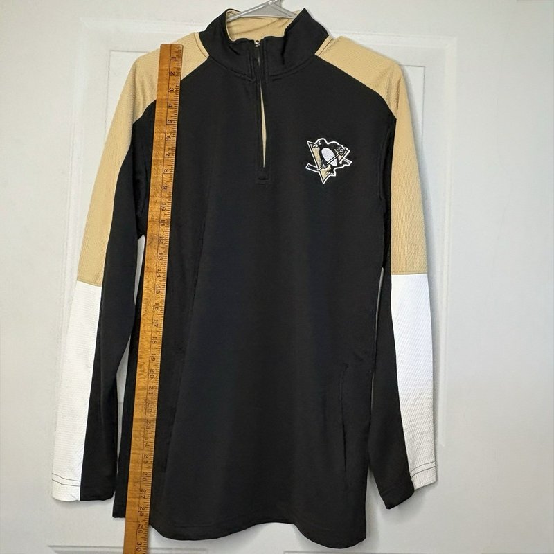 Pittsburgh Penguins Quarter Zip Pullover Small Black Gold NHL Knights Apparel