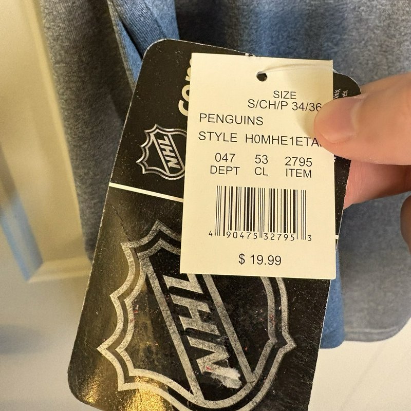 Pittsburgh Penguins Hockey Men's Gray Long Sleeve Performance Shirt Small NWT