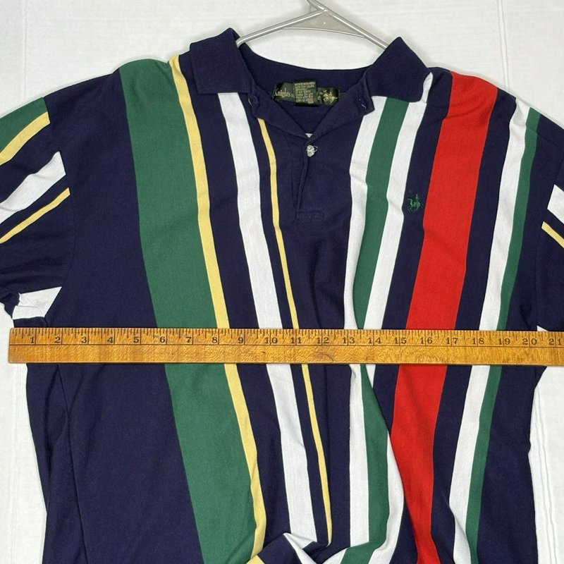 Vintage 90s Knights of Round Table Multicolor Stripe Polo Shirt Size L