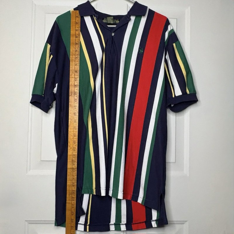 Vintage 90s Knights of Round Table Multicolor Stripe Polo Shirt Size L