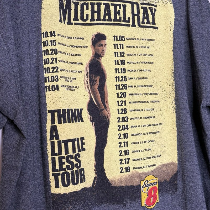 Michael Ray Think a Little Less Tour T-Shirt 2XL Gray Country Music Graphic