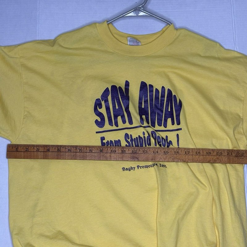 Vintage Bagby 90s "Stay Away From Stupid People!" T-Shirt Fruit of the Loom XXL