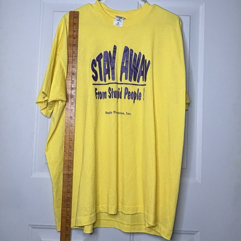 Vintage Bagby 90s "Stay Away From Stupid People!" T-Shirt Fruit of the Loom XXL