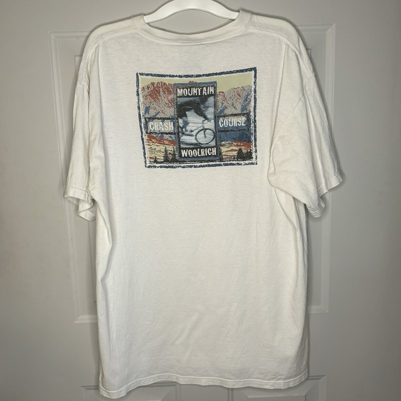 Woolrich Discovery Channel Quest USA Made White Graphic Tee XL Outdoor Logo