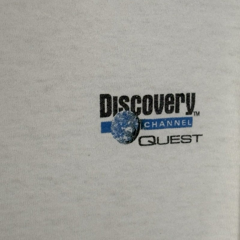 Woolrich Discovery Channel Quest USA Made White Graphic Tee XL Outdoor Logo