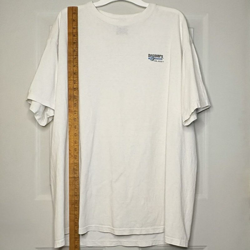 Woolrich Discovery Channel Quest USA Made White Graphic Tee XL Outdoor Logo