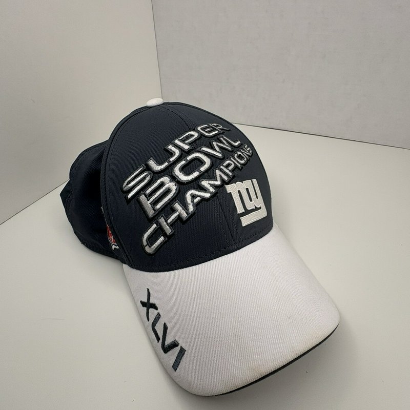 NY Giants Super Bowl XLVI Champions Hat Reebok On Field FITMAX 70 OSFA Navy