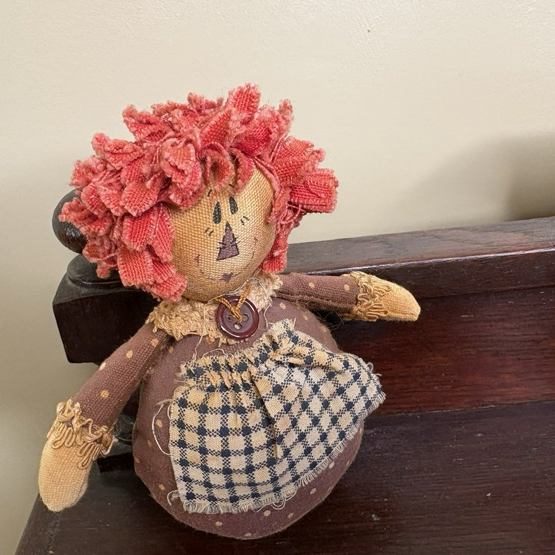 Primitive Mini Rag Doll 5” Weighted Bottom Shelf Sitter Country Rustic Decor