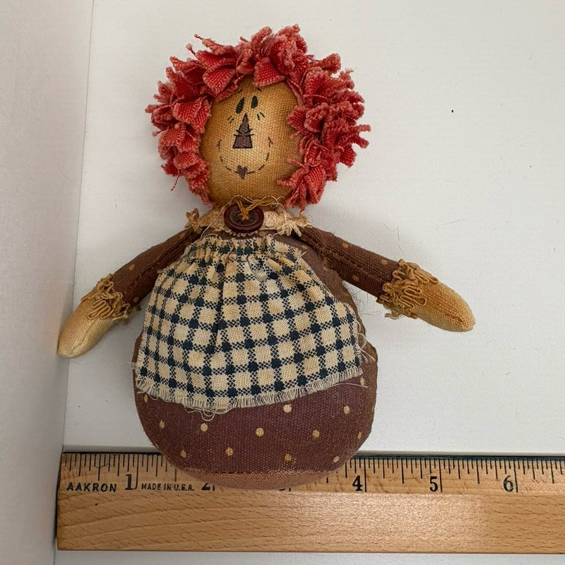 Primitive Mini Rag Doll 5” Weighted Bottom Shelf Sitter Country Rustic Decor