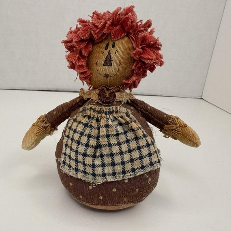 Primitive Mini Rag Doll 5” Weighted Bottom Shelf Sitter Country Rustic Decor