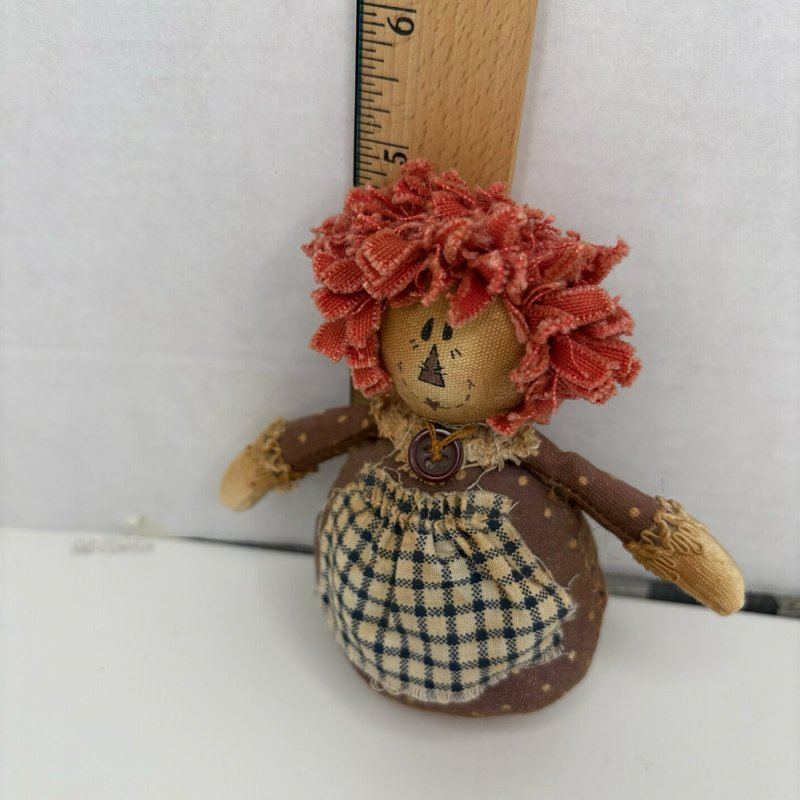 Primitive Mini Rag Doll 5” Weighted Bottom Shelf Sitter Country Rustic Decor