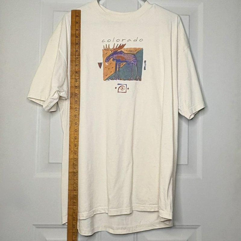 Vintage Colorado Moose Graphic T-Shirt Jerzees XL Creme Southwest Art