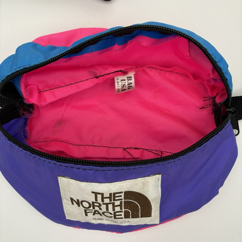 Vintage The North Face USA Waist Pack Fanny Pack Colorblock Pink Blue Purple 90s