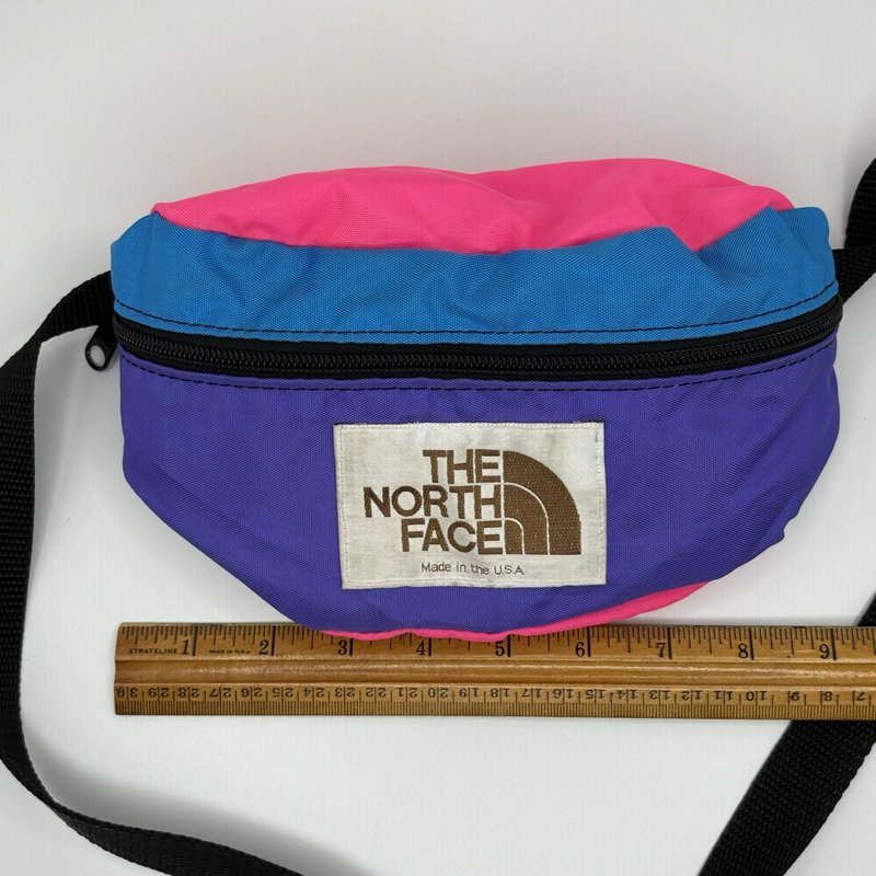 Vintage The North Face USA Waist Pack Fanny Pack Colorblock Pink Blue Purple 90s