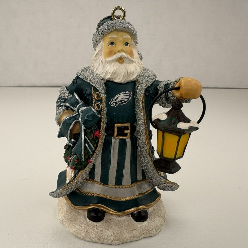 Philadelphia Eagles Olde World Santa Ornament 2004 Memory Co Lantern NFL