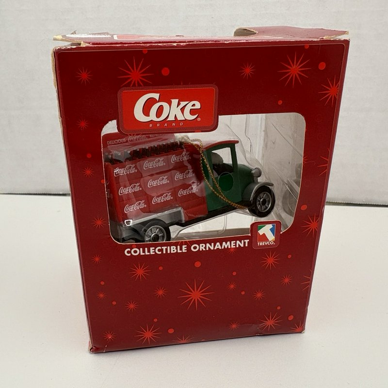 Coca-Cola Town Square Hanging Village Ornaments Lot of 4 w/ Truck 1991