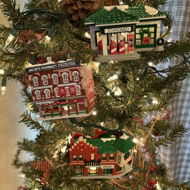 Coca-Cola Town Square Hanging Village Ornaments Lot of 4 w/ Truck 1991