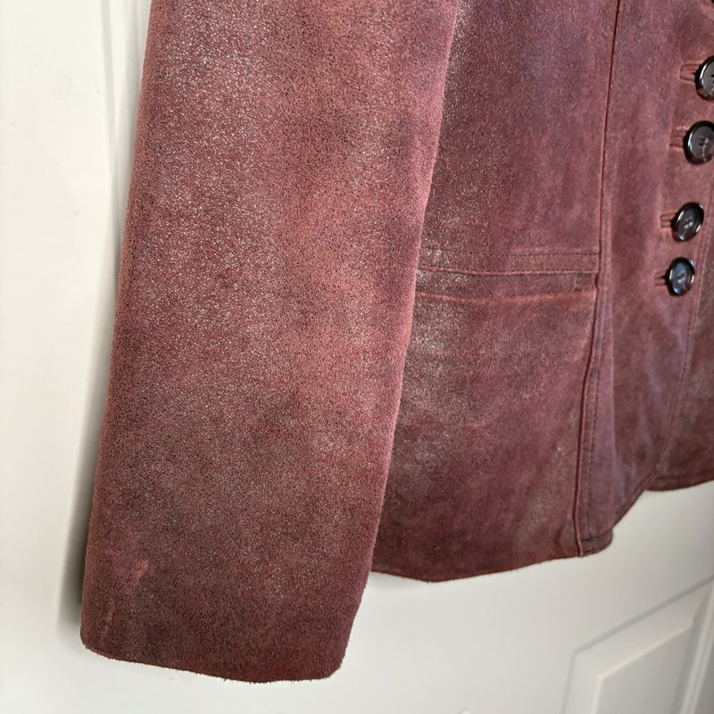 GUESS Women’s Burgundy Suede Leather Blazer Jacket Size M Vintage Y2K Western