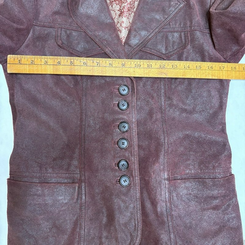 GUESS Women’s Burgundy Suede Leather Blazer Jacket Size M Vintage Y2K Western