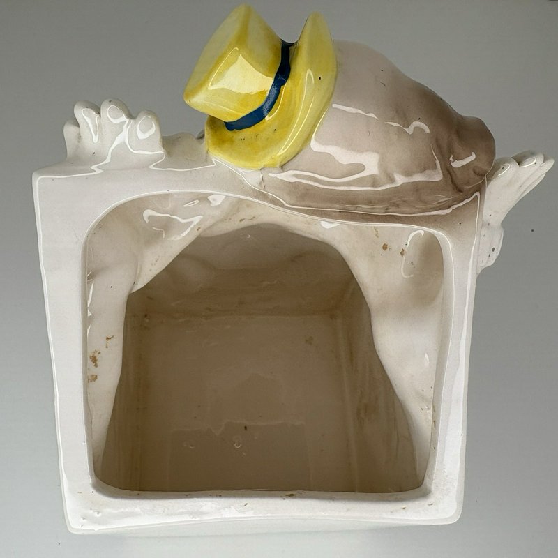 Lefton 1975 Clown Baby Planter Ceramic Bunny Block Pastel Nursery Decor Japan