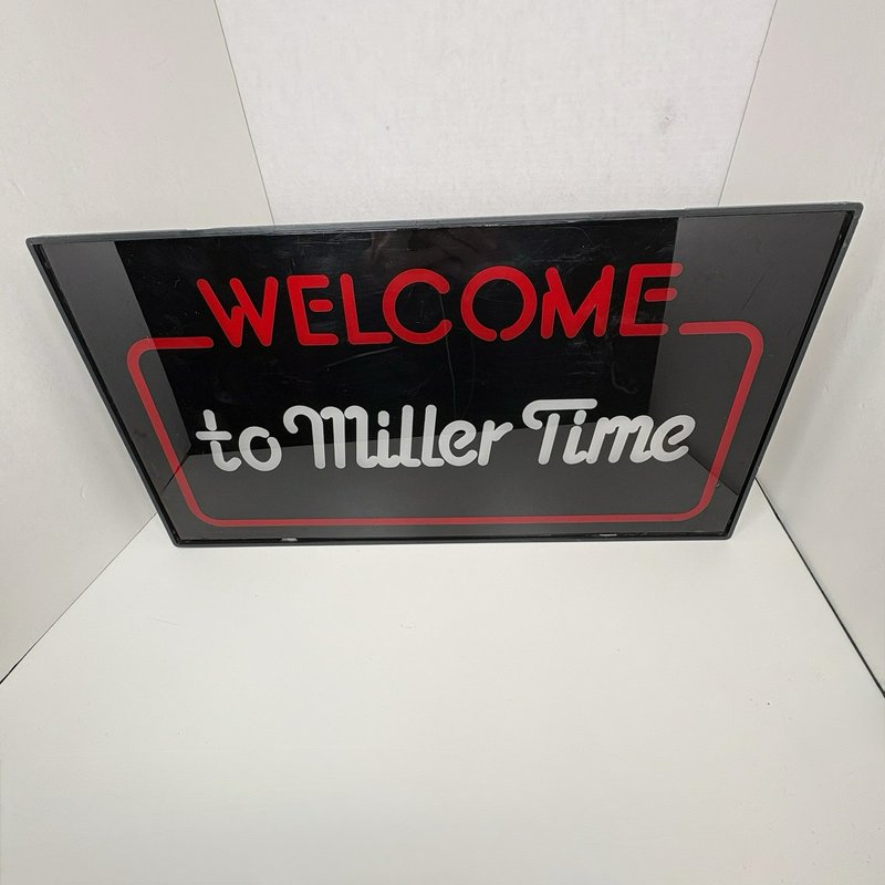 Vintage 1984 "Welcome to Miller Time" Backlit Beer Bar Sign Working